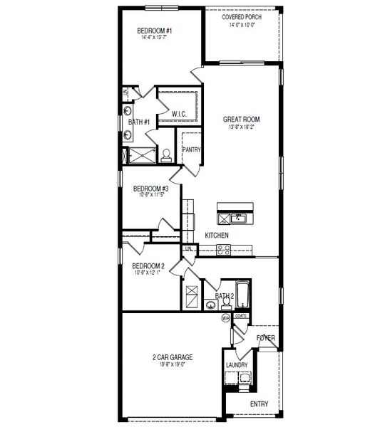 2D floor plan layout for the Jemison by D.R. Horton in Asher Park, Lehigh Acres, FL (Image 3). 2D floor plan layout for the Jemison by D.R. Horton in Asher Park, Lehigh Acres, FL (Image 3).