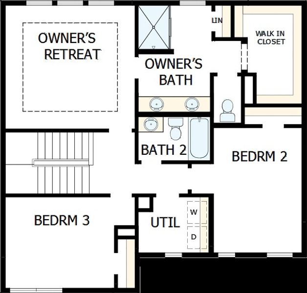 2D floor plan layout of this home in Serenity - The Cottage Collection, Fuquay Varina, NC (Image 3).