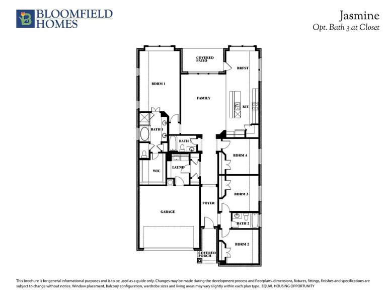 Jasmine Opt Bath 3 at Closet Floor Plan