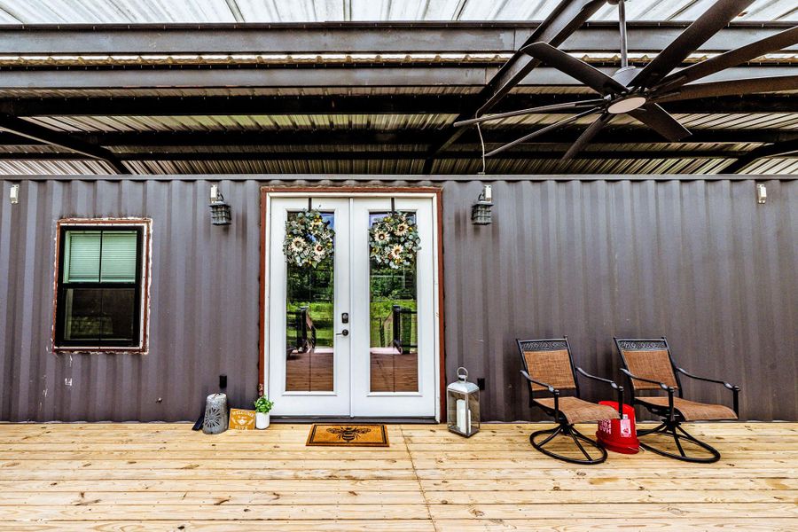 Exterior details and patio area of a home in , New Waverly (Image 4). Exterior details and patio area of a home in , New Waverly (Image 4).