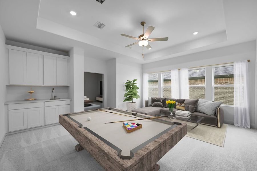 Furnished interior view inside a new home in South Oak, Lakewood Village (Image 9). Furnished interior view inside a new home in South Oak, Lakewood Village (Image 9).