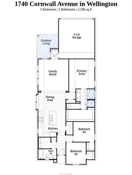2D floor plan layout of this home in Wellington, Haslet, TX (Image 2).