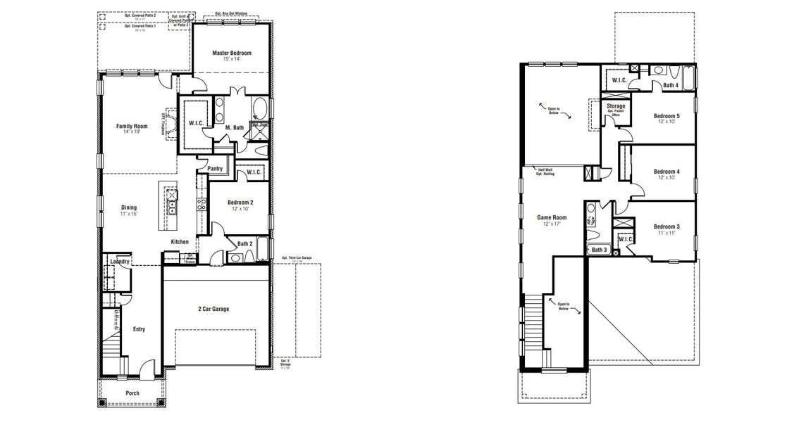 2D floor plan layout for the Travis by Scott Felder Homes in East View Farms, Georgetown, TX (Image 3).