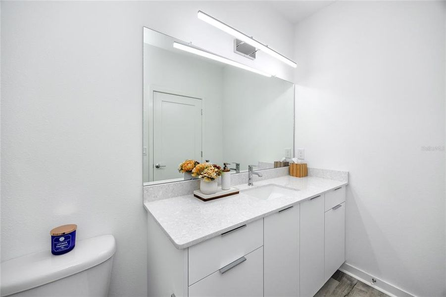 Guest Bathroom with quartz countertops