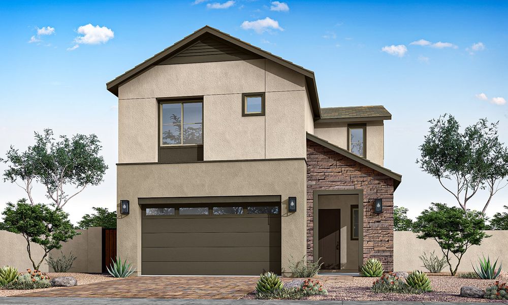 Representative exterior photo of a completed home built from the Orchard Plan 3003 by Tri Pointe Homes in Waterston Central, Gilbert, AZ (Image 13). Representative exterior photo of a completed home built from the Orchard Plan 3003 by Tri Pointe Homes in Waterston Central, Gilbert, AZ (Image 13).