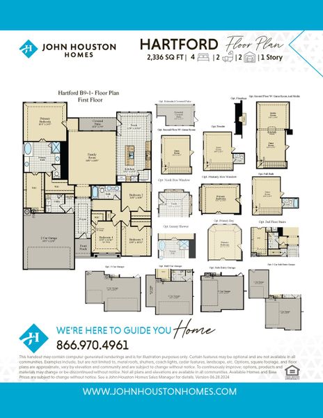 2D floor plan layout for the Hartford by John Houston Homes in Legacy Ranch - Phase 2, Temple, TX (Image 3).