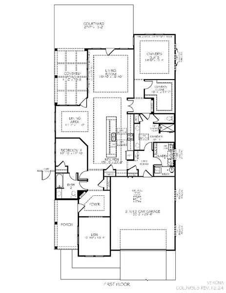 2D floor plan layout for the Verona by Epcon Communities in The Courtyards at Franklin Road, Murfreesboro, TN (Image 30).