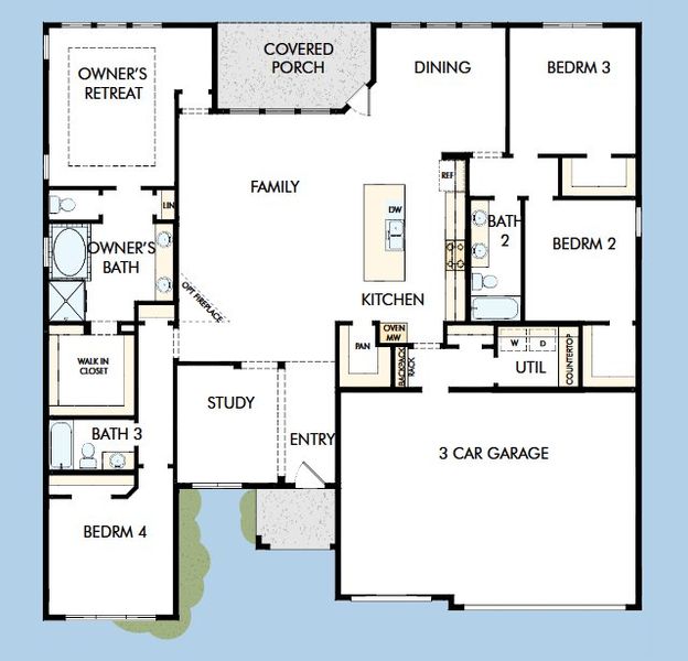 2D floor plan layout for the The Adia by David Weekley Homes in Northshore at Lakewood Village - Garden Series, Lakewood Village, TX (Image 5). 2D floor plan layout for the The Adia by David Weekley Homes in Northshore at Lakewood Village - Garden Series, Lakewood Village, TX (Image 5).