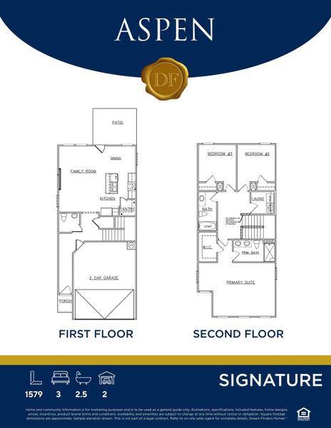 2D floor plan layout for the Aspen - Townhomes by Dream Finders Homes in Moss Creek, Hogansville, GA (Image 5). 2D floor plan layout for the Aspen - Townhomes by Dream Finders Homes in Moss Creek, Hogansville, GA (Image 5).