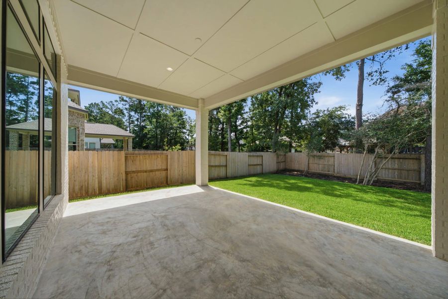 Exterior details and patio area of a home in The Woodlands Hills 65′, Willis (Image 4).