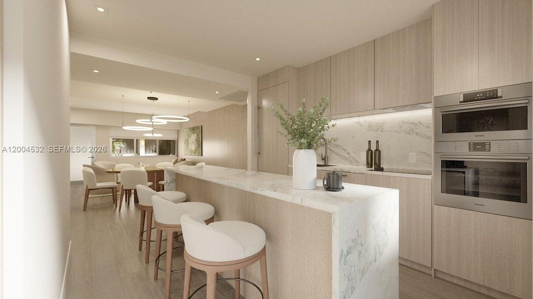 Furnished interior view inside a new home in , Miami Beach (Image 3).