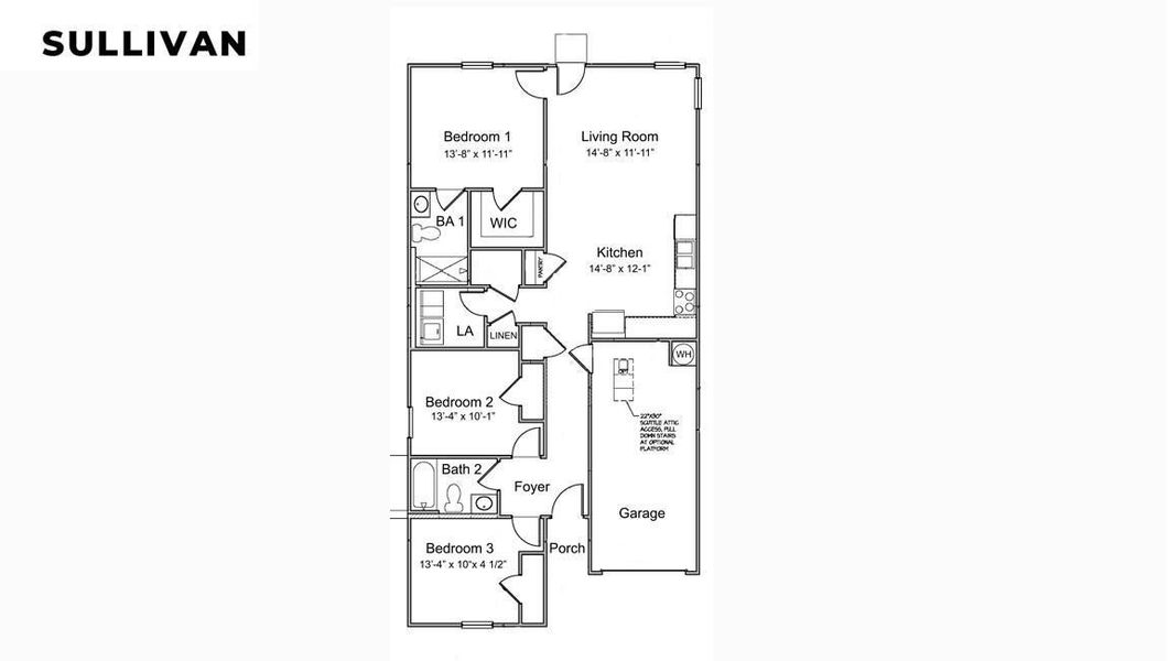 2D floor plan layout of this home in Evergreen, Holly Hill, SC (Image 3).
