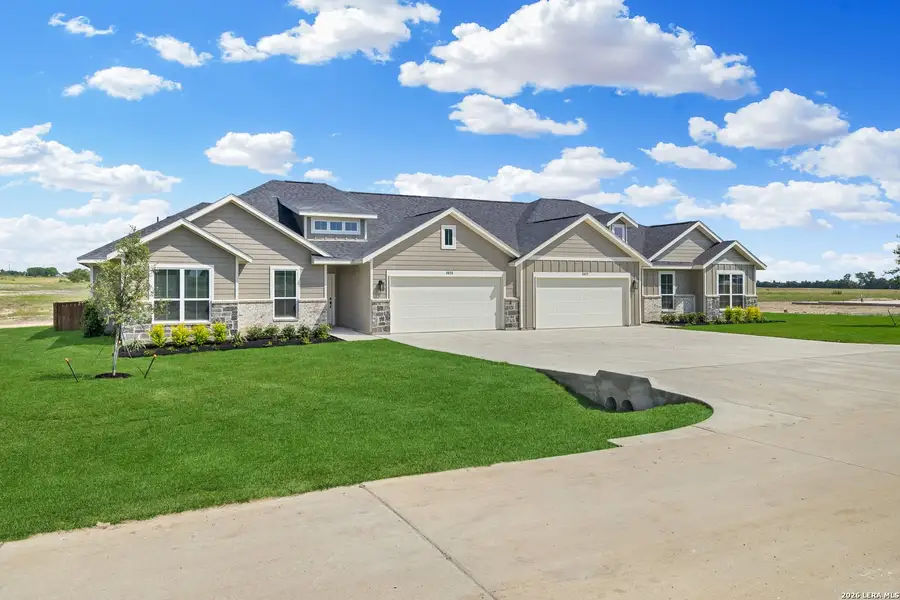 Front exterior of a new home in Edgewood Estates, Midlothian, TX, highlighting curb appeal (Image 25).