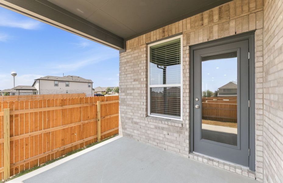 Exterior details and patio area of a home in Crosswinds, Kyle (Image 26). Exterior details and patio area of a home in Crosswinds, Kyle (Image 26).