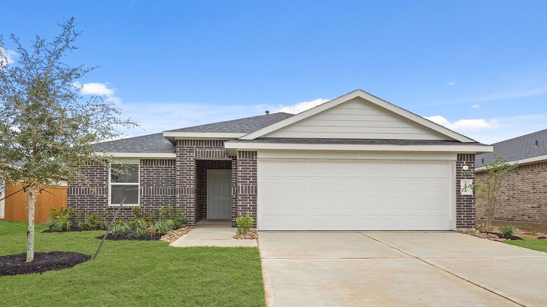 Representative exterior photo of a completed home built from the Dalton by D.R. Horton in Cypress Green, Hockley, TX (Image 1). Representative exterior photo of a completed home built from the Dalton by D.R. Horton in Cypress Green, Hockley, TX (Image 1).