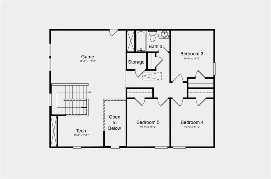 Second Floor Plan - Additional Highlights Include: washer, dryer, refrigerator, gas drop at outdoor living for future grill, gourmet kitchen, whole house window blinds