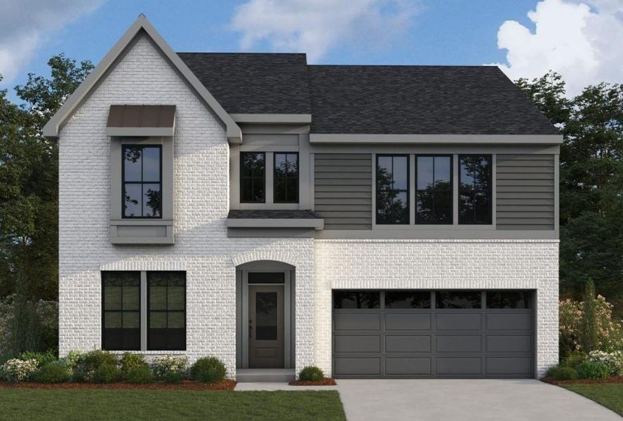 Front exterior of a new home in Twin Lakes, Hoschton, GA, highlighting curb appeal (Image 1).