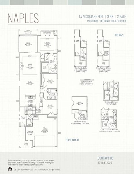 2D floor plan layout for the Naples by Riverside Homes in Mariposa at EverRange, Jacksonville, FL (Image 5).