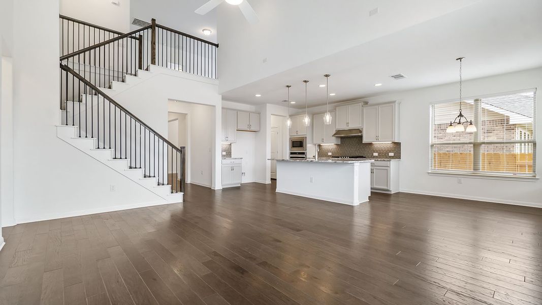 Representative furnished interior of a home built from the Thornton by Ashton Woods in Lagos Reserve, Manor (Image 3). Representative furnished interior of a home built from the Thornton by Ashton Woods in Lagos Reserve, Manor (Image 3).
