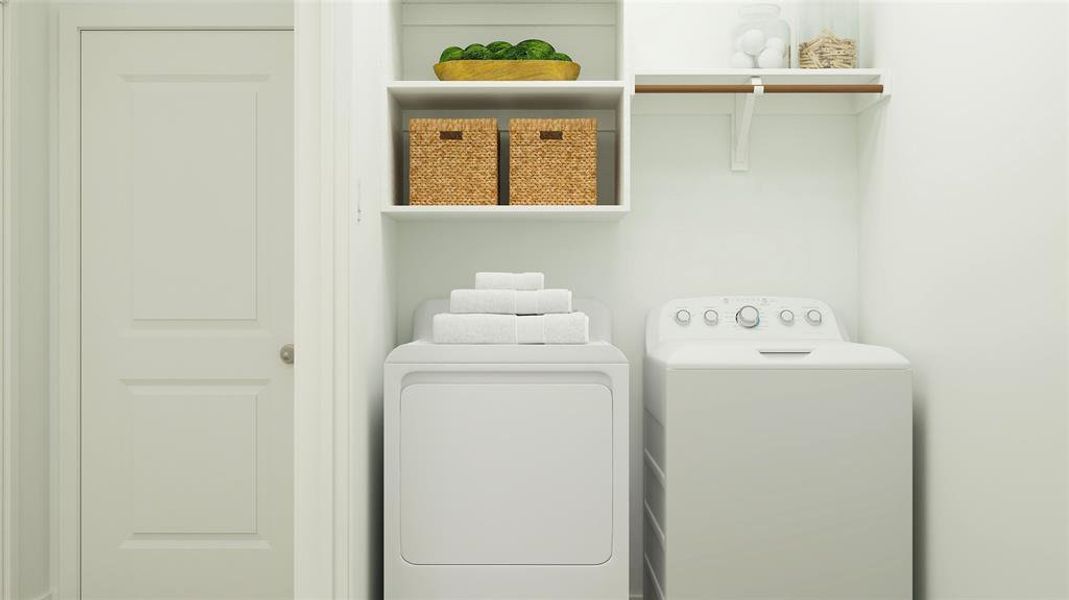 Laundry area featuring independent washer and dryer