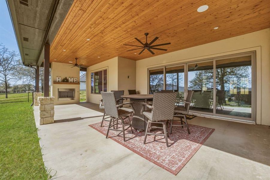 Covered Patio with Wood Burning Fireplace Covered Patio with Wood Burning Fireplace