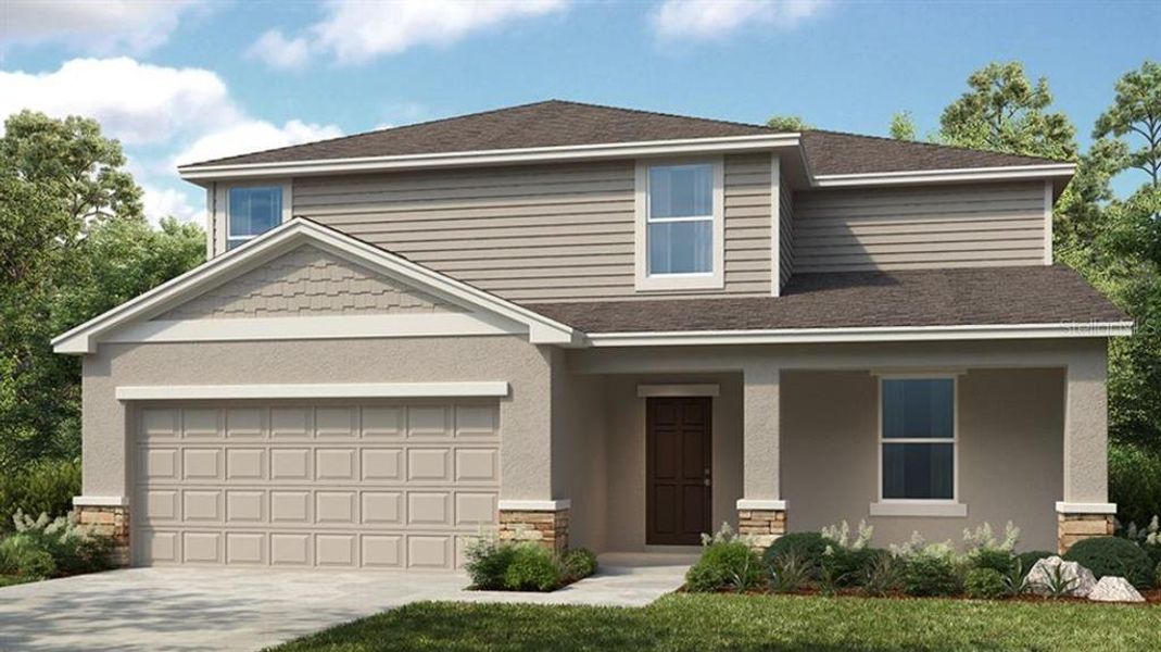 Front exterior of a new home in Palm Wind, Hudson, FL, highlighting curb appeal (Image 13).