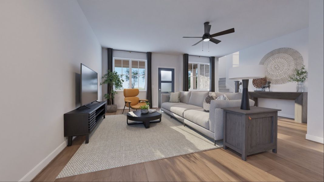 Representative furnished interior of a home built from the Emmerson by Risewell Homes in The Porch at Du Pre, Buda (Image 6). Representative furnished interior of a home built from the Emmerson by Risewell Homes in The Porch at Du Pre, Buda (Image 6).