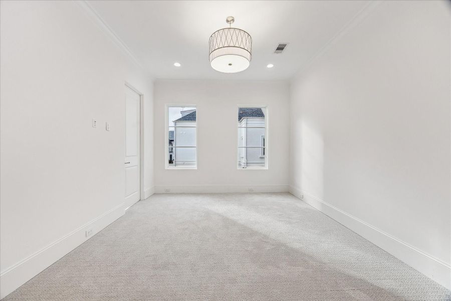 Second-floor bedroom with en-suite bathroom and spacious closet and complete with Shaw carpet in color Pearl with memory foam padding upgrade.