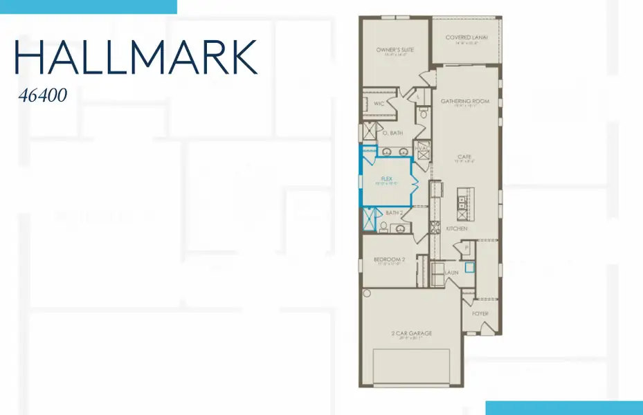 2D floor plan layout of this home in Del Webb Oak Creek, North Fort Myers, FL (Image 4).