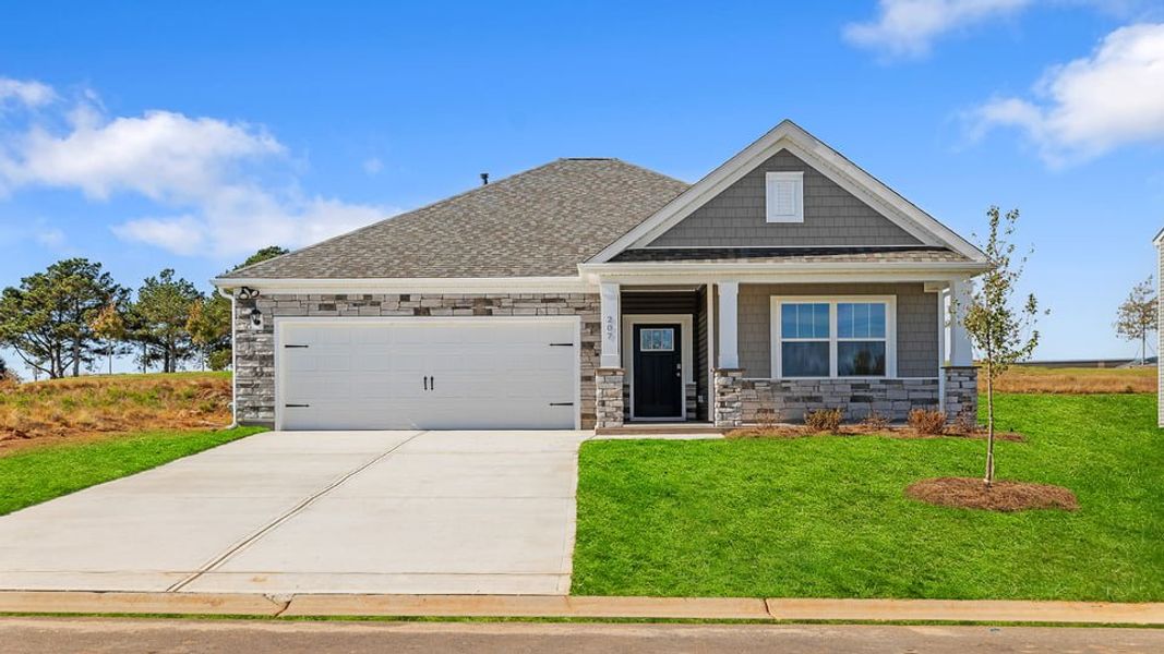 Front exterior of a new home in Spring Ridge, Anderson, SC, highlighting curb appeal (Image 1).