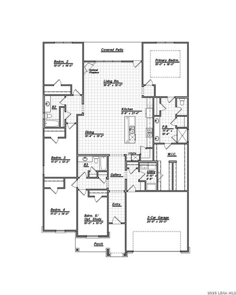 2D floor plan layout of this home in Annabelle Ranch, San Antonio, TX (Image 3).
