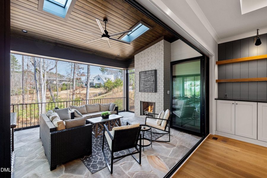 Back Porch with accordian doors open Back Porch with accordian doors open