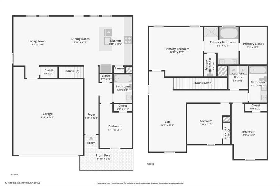 2D floor plan layout of this home in Manning Mill, Adairsville, GA (Image 7).