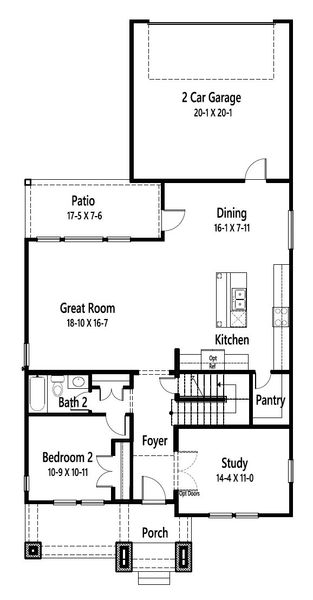 2D floor plan layout for the Kelly by Cambridge Homes in Lake Park, Rowlett, TX (Image 6).