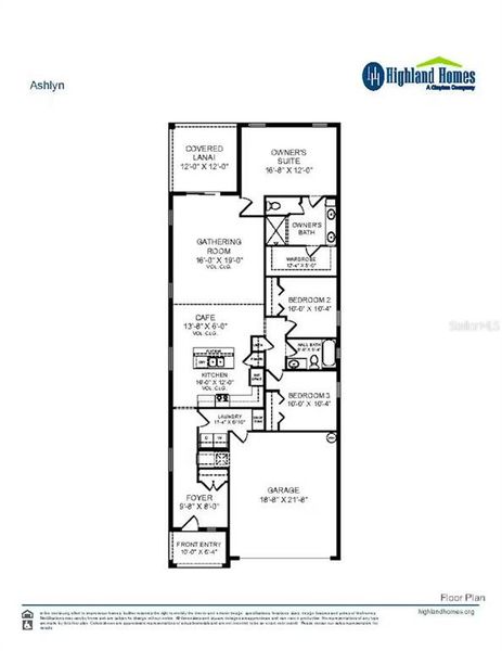 2D floor plan layout of this home in Myrtlebrook Preserve, Lakeland, FL (Image 2).