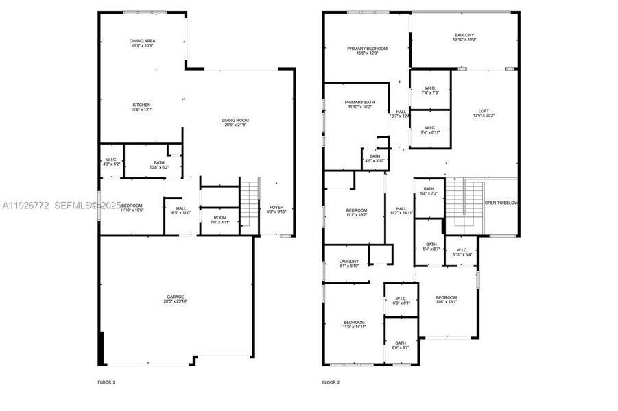 2D floor plan layout of this home in Lotus Edge, Boca Raton, FL (Image 5). 2D floor plan layout of this home in Lotus Edge, Boca Raton, FL (Image 5).