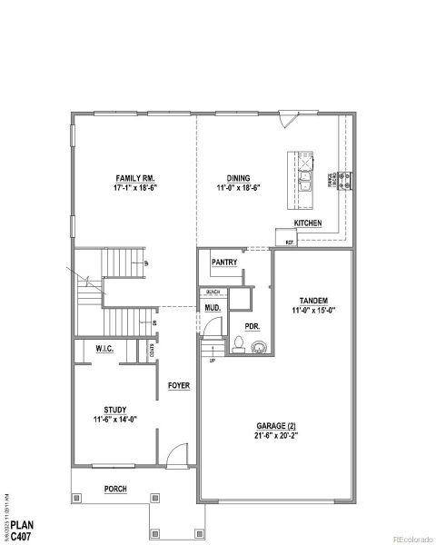 2D floor plan layout of this home in Sterling Ranch Homestead 80s, Colorado Springs, CO (Image 2).