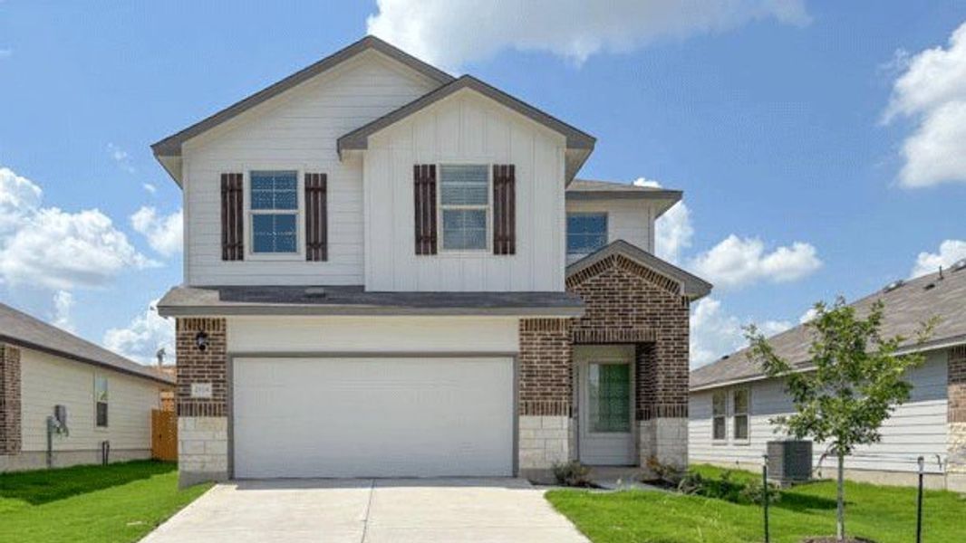 Front exterior of a new home in Pecan Creek, Temple, TX, highlighting curb appeal (Image 1). Front exterior of a new home in Pecan Creek, Temple, TX, highlighting curb appeal (Image 1).
