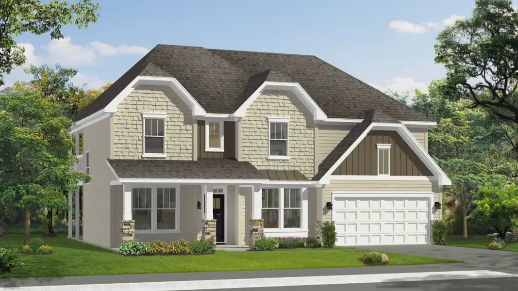 Representative exterior photo of a completed home built from the Stonefield by DRB Homes in McBride, Indian Trail, NC (Image 22).