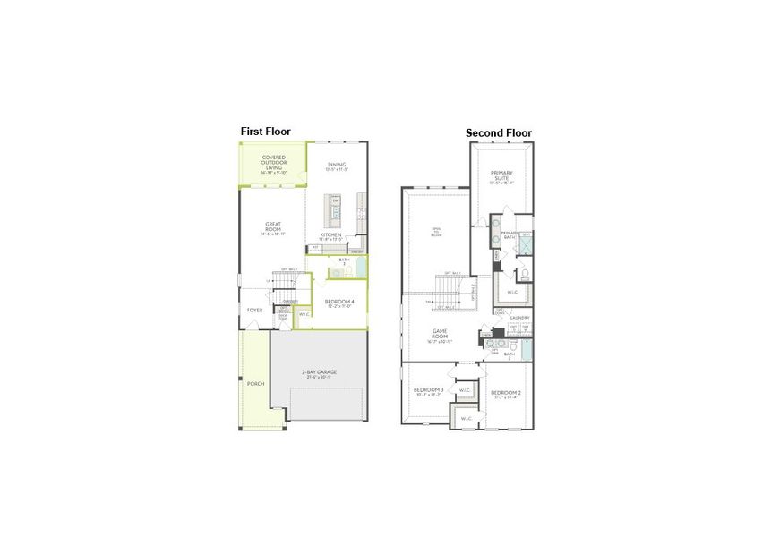 2D floor plan layout of this home in The Meadows, Denton, TX (Image 2). 2D floor plan layout of this home in The Meadows, Denton, TX (Image 2).