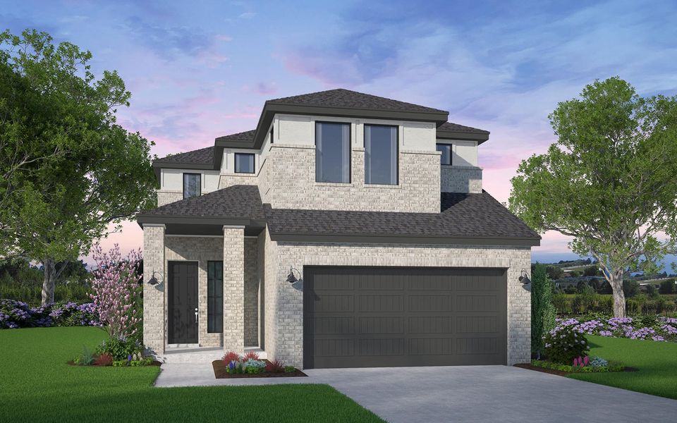 Representative exterior photo of a completed home built from the Rutgers by Brookfield Residential in Midline, Webster, TX (Image 3).