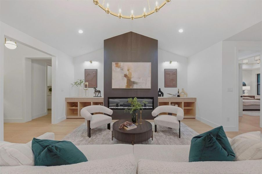 Custom white oak cabinetry brings warmth and natural texture throughout the home.
