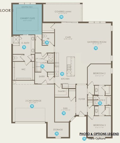 2D floor plan layout for the Reverence by Del Webb in Del Webb Catalina, Lakewood Ranch, FL (Image 5). 2D floor plan layout for the Reverence by Del Webb in Del Webb Catalina, Lakewood Ranch, FL (Image 5).