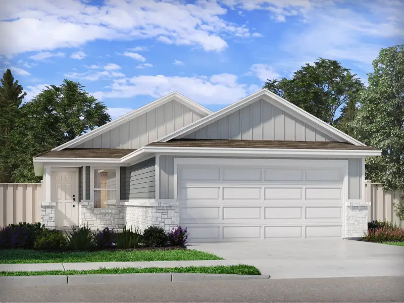 Front exterior of a new home in Pfennig Place, Pflugerville, TX, highlighting curb appeal (Image 1). Front exterior of a new home in Pfennig Place, Pflugerville, TX, highlighting curb appeal (Image 1).