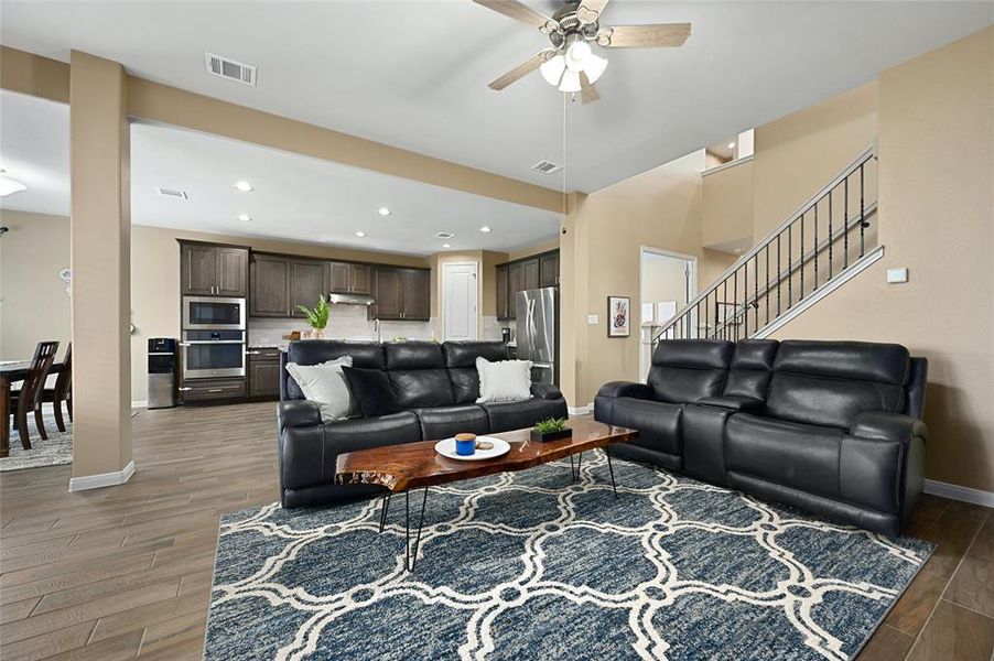 Large living room space with an open concept floorplan