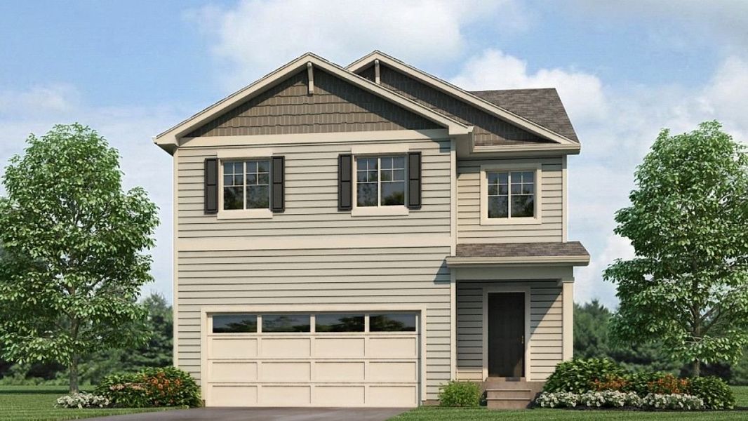 Front exterior of a new home in Prairie Song, Windsor, CO, highlighting curb appeal (Image 1). Front exterior of a new home in Prairie Song, Windsor, CO, highlighting curb appeal (Image 1).
