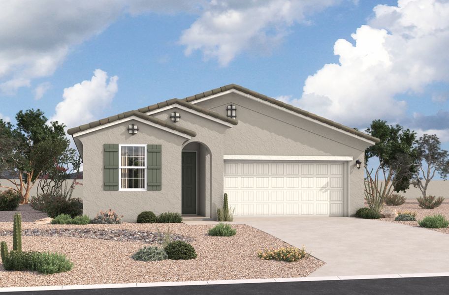 Representative exterior photo of a completed home built from the Shiloh by Beazer Homes in Highpointe at Northpointe, Peoria, AZ (Image 31).