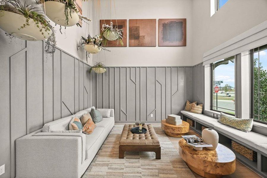 An additional living space or study can be found at the front of the home. Representative image.