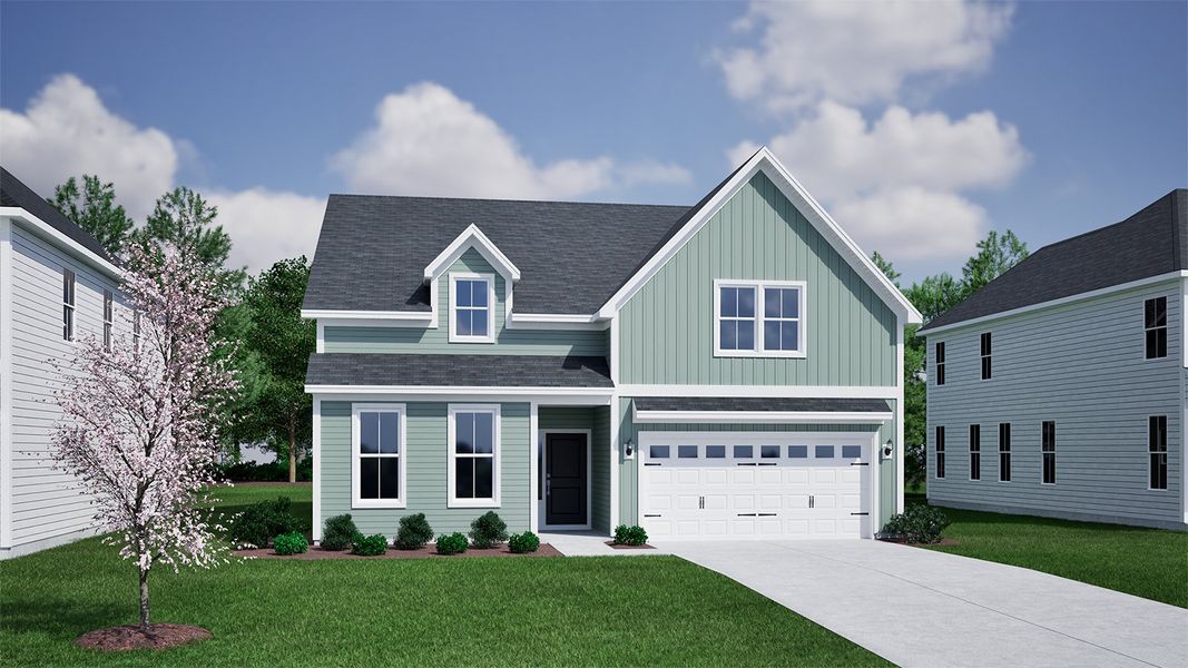 Representative exterior photo of a completed home built from the Goodwin - Vanguard Collection by Mungo Homes in Ovation at Sweetbrier, Durham, NC (Image 9).