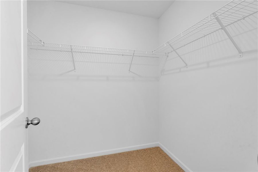 This spacious walk-in closet features ample wire s